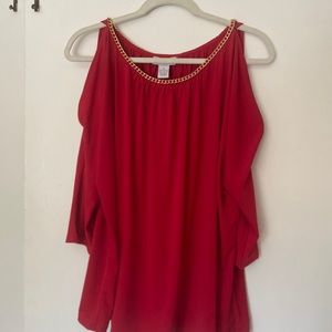 Red cold shoulder long sleeve blouse. Size XL